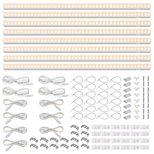 Barrina T5 Grow Lights for Plant Shelf, Yellow 4FT, 8 Packs, White Cover | 160W (8 x 20W), Full Spectrum, Plant Growing Lamps with Individual Switch, For Seedlings, Greenhouse, 3 Mounting Modes - color: Yellow, size: 4ft-white Cover