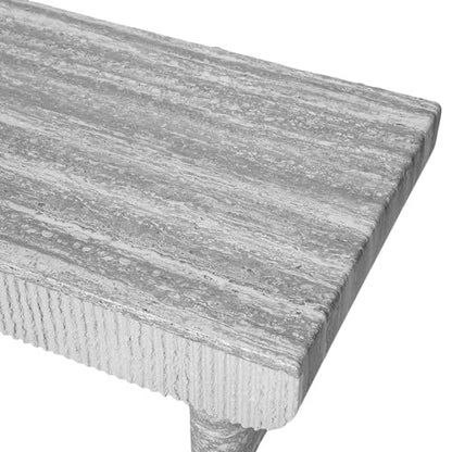 46.85" Coffee Table with Faux Marble Tabletop & Fluted Drawer for Living Room, Modern Rectangular MDF Wooden Centre Table Tea Table for Apartment, Grey - color: 46.85" Coffee Table With Faux Marble Tabletop,grey