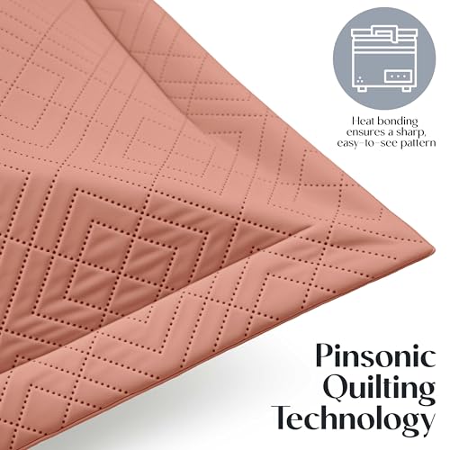 Clara Clark Quilts Twin Size - All Season Bedspread Coverlet Set, Pinsonic Weave Lightweight Bedding Set - 5 Piece Twin Quilt Set with Pillow Shams, Bali Blush - Twin Diamond - color: 30 – Bali Blush – Diamond, size: Twin