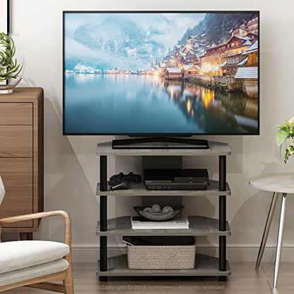 Furinno Turn-N-Tube Easy Assembly 4-Tier Petite Entertainment Center / TV Stand / TV Unit / TV Desk, French Oak Grey/Black - color: French Oak, size: 4-Tier