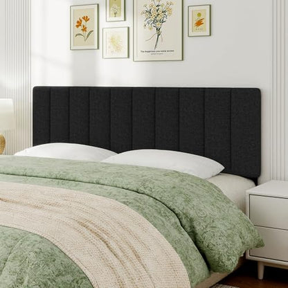 King Size Headboard Only, Height Adjustable Linen, Black - color: Linen-black, size: King/California King