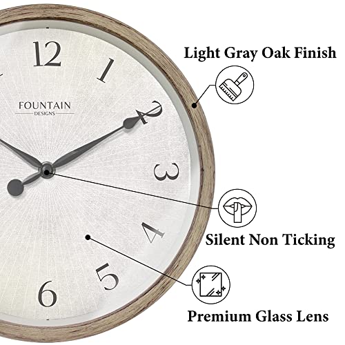 10" Silent Modern Farmhouse Wall Clock, Gray Oak Finish | Battery Operated, Regular Arabic Numeral, Accurate & Easy to Read for Living Room, Bedroom, Kitchen & Home Office - color: Light Gray Oak, size: 10 inch