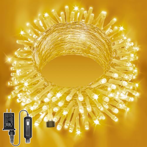 Ollny 120LED 40FT String Lights, Waterproof Connectable Fairy Lights with Timer 8 Modes, Warm White Plug in Indoor Light for Bedroom Classroom Outdoor Wedding Christmas Party Decorations - color: Warm White, size: 120 LEDs