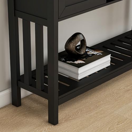 Entryway Table, Console Table, Sofa Table with 2-Door and Shelf, Black | Entryway Cabinet and Sideboard Cabinet with Large Storage Space for Daily Use in Hallway, Foyer, Living Room - color: Black
