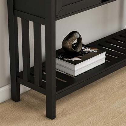 Entryway Table, Console Table, Sofa Table with 2-Door and Shelf, Black | Entryway Cabinet and Sideboard Cabinet with Large Storage Space for Daily Use in Hallway, Foyer, Living Room - color: Black