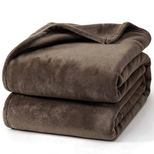 Hansleep Throw Brown Fleece Blanket, Soft Flannel Bed Blanket | Fuzzy Cozy Blanket 50x60 Inches, Multi-use for Bed, Sofa, Couch, Travel, Camping, All Season Warm Lightweight Cover - color: Brown, size: Throw (50x60 Inches)