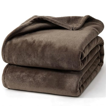 Hansleep Throw XL Brown Fleece Blanket, Soft Flannel Bed Blanket | Fuzzy Cozy Blanket 50x70 Inches, Multi-use for Bed, Sofa, Couch, Travel, Camping, All Season Warm Lightweight Cover - color: Brown, size: Throw XL (50x70 Inches)