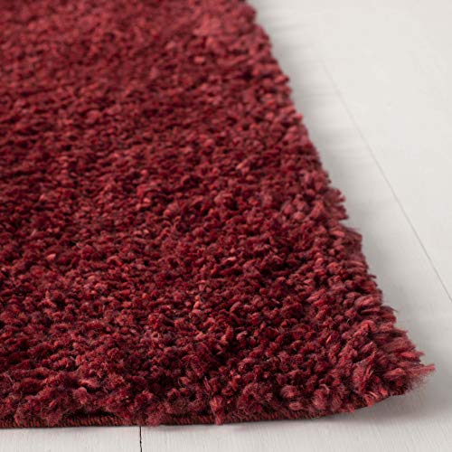 SAFAVIEH August Shag Collection Accent Rug - 2'3" x 4', Burgundy, Solid Design, Non-Shedding & Easy Care, 1.2-inch Thick Ideal for High Traffic Areas in Entryway, Living Room, Bedroom (AUG900S) - color: Burgundy, size: 2'3" x 4' (Rectangular)