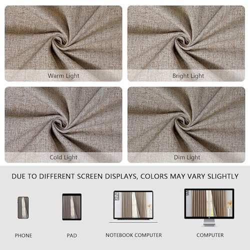 100% Blackout Curtains 108 inch Length 2 Panels Faux Linen Long Drapes for Bedroom Living Room Black Out Room Darkening Curtain Thermal Insulated Back Tab Rod Pocket(W37 x L108, Beige) - color: Beige, size: 37"W x 108"L (Pack of 2)