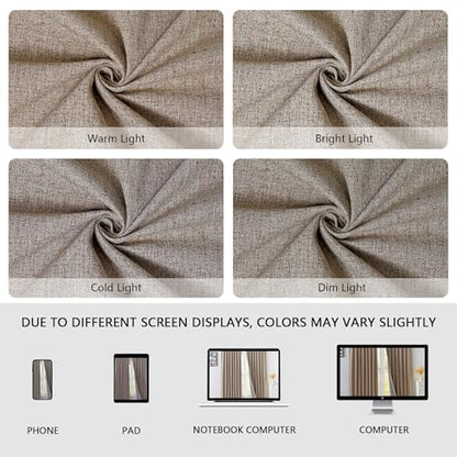 100% Blackout Curtains 108 inch Length 2 Panels Faux Linen Long Drapes for Bedroom Living Room Black Out Room Darkening Curtain Thermal Insulated Back Tab Rod Pocket(W37 x L108, Beige) - color: Beige, size: 37"W x 108"L (Pack of 2)