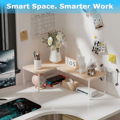 Aothia Wood Desktop Shelf for Top of Desk - 2-Tier Adjustable Bookshelf Organizer, Freestanding Stackable Shelves for Office, Home, Kitchen Counter (Oak) - color: Oak