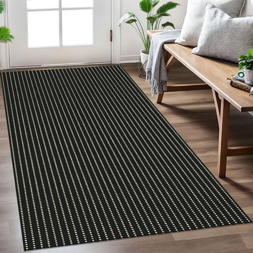 Washable Entryway Rug, Non Slip Area Rug, 3x5 Ft, Black/Cream | Washable Braided Mudroom Rug, Non Slip Rubber Dot Backed, For Kitchen, Foyer, Front Door, Porch, Bathroom, Bedroom - color: Black and Beige, size: 3' x 5' (Rectangular)