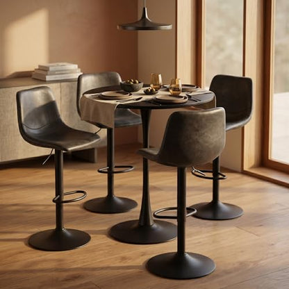 LeisureMod Bristol Collection 35" Round Bar Height Table, Modern MDF Top Pub with Black Pedestal Base, Bistro Cocktail Table for Kitchen, Dining Room, Cafe, Restaurant & Home Bar, Black - color: Black, size: 35" Wide