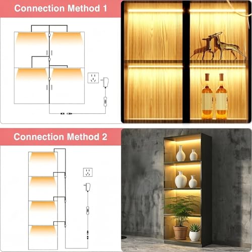 WOBANE LED Shelf Light, 4PCS 20inch Pre-Cut Strip Bars Warm White | LED Closet Light Kit, Designed for Shelves,Display Case, Bookshelf, in Cabinet Lighting, 2700K - color: Warm White