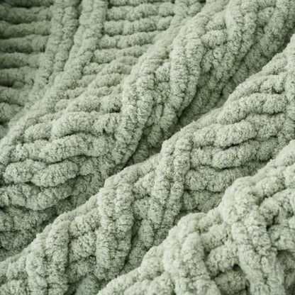 Battilo Chunky Knit Throw Blanket for Couch, 50"x60", Sage Green | Sage Blanket Hand Knit Cozy Warm Thick Soft Chenille Throw Blanket for Bed, Sofa, Chair, Living Room - color: Sage Green