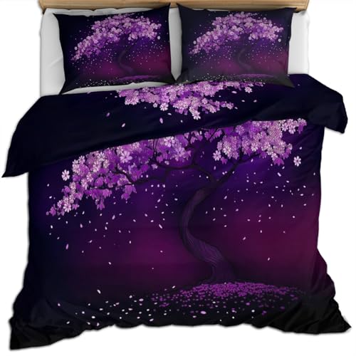 Purple Tree Bedding Sets King, Abstract Duvet Cover, Tree Comforter, Zipper Closure, 2 Pillow Cases, Reversible Print Quilts & Bedroom Decor, 90"x104" - color: Abstract Tree of Life, size: King
