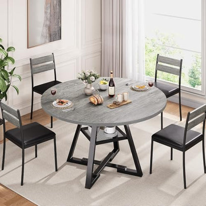 Jocoevol Round Dining Table for 4,Kitchen Dining Room Circle Dinner Pedestal Table,Space Saving Wood Kitchen & Dining Room Furniture (Grey, 46In) - color: Grey, size: 46In