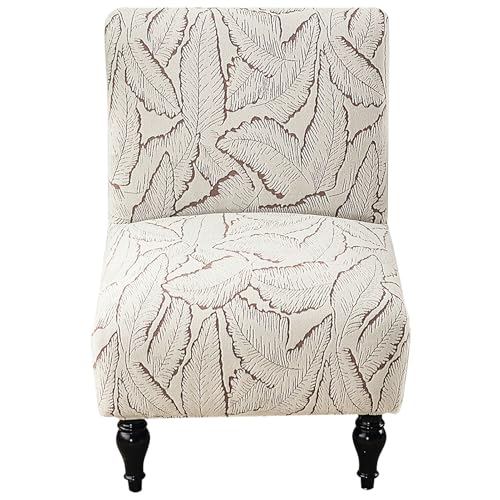 Armless Chair Protector Jacquard Accent Chair Cover Stretch Chenille Furniture Cover Printed Slipper Chair Slipcover for Hotel Living Room Dining Room Khaki - color: Khaki