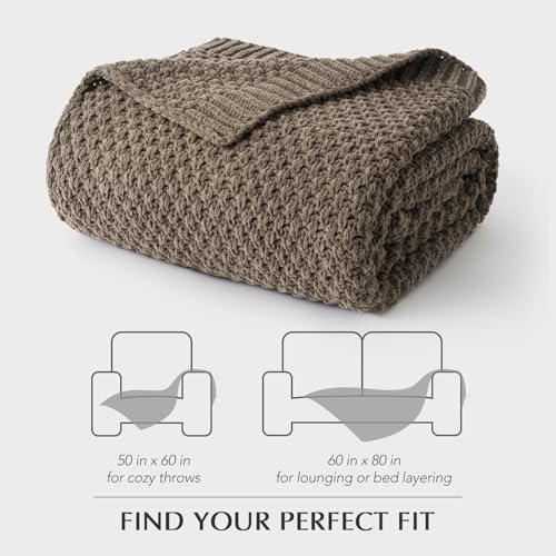 EVERGRACEHOME Chunky Chenille Knit Throw Blanket, 50 x 60, Mocha Brown | Sculpted Moss Stitch, Chic Modern Farmhouse, All-Season Warmth, OEKO-TEX® Certified, Elegant Blanket for Couch, Bed, Sofa - color: Mocha Brown, size: 50" X 60"