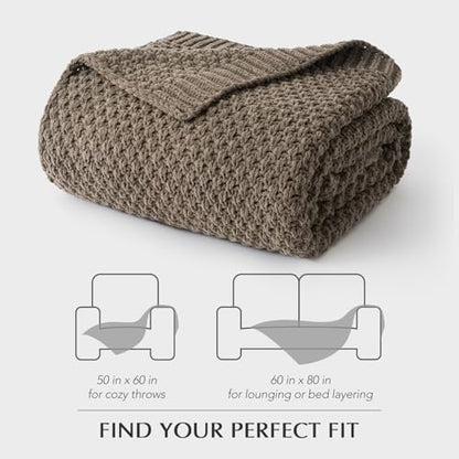 EVERGRACEHOME Chunky Chenille Knit Throw Blanket, 60 x 80, Mocha Brown | Sculpted Moss Stitch, Chic Modern Farmhouse, All-Season Warmth, OEKO-TEX® Certified, Elegant Blanket for Couch, Bed, Sofa - color: Mocha Brown, size: 60" X 80"