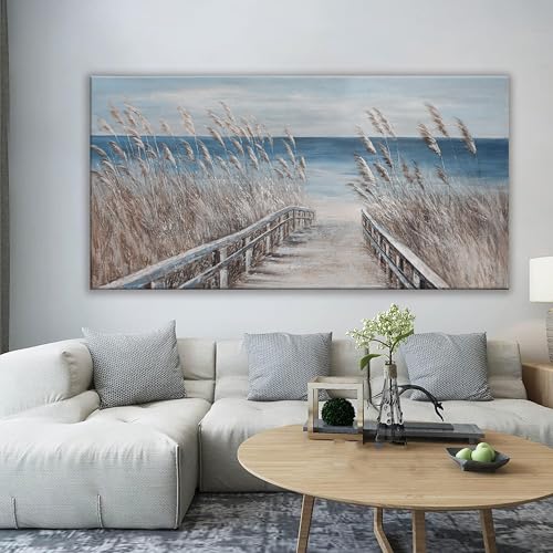 Canvas Wall Art Decor Large Modern Wall Art Decorations Blue Beach Coastal Artwork for Walls Textured Wall Art Prints Pictures Wall Decor Wall Art Bedroom 29"X58" For Room Living Room Office Decor - color: Blue, size: 58"L x 29"W