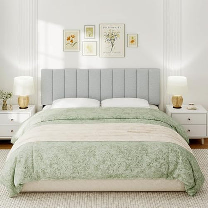 King Size Headboard Only, Height Adjustable Linen, Light Gray - color: Linen-lightgray, size: King/California King