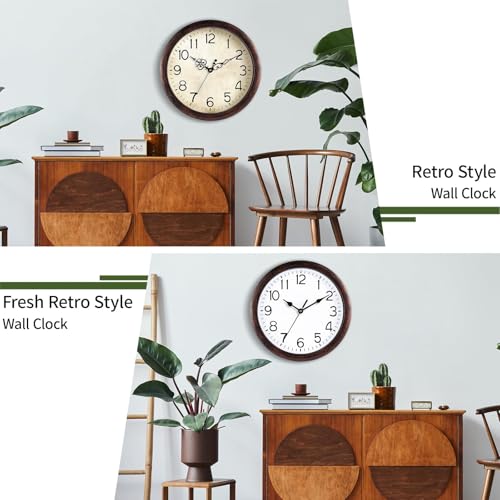 KECYET Wall Clock 14" Vintage Battery Operated Non-Ticking Quartz (Bronze) | Kitchen Clock Living Room Retro Rustic Kitchen Bathroom Home Office Bronze - size: 14 Inch