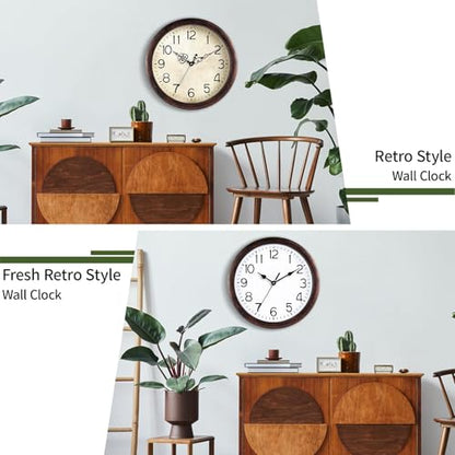 KECYET Wall Clock 12" Vintage Battery Operated Non-Ticking Quartz (Bronze) | Kitchen Clock Living Room Retro Rustic Kitchen Bathroom Home Office Bronze - size: 12 Inch