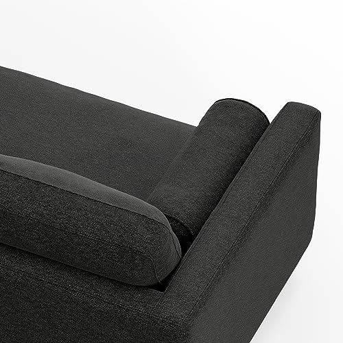 SIMPLIHOME Morrison Sofa and Ottoman 2-Piece Set in Charcoal Grey - color: Charcoal Grey, style: Right Sectional Sofa