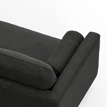 SIMPLIHOME Morrison Sofa and Ottoman 2-Piece Set in Charcoal Grey - color: Charcoal Grey, style: Right Sectional Sofa