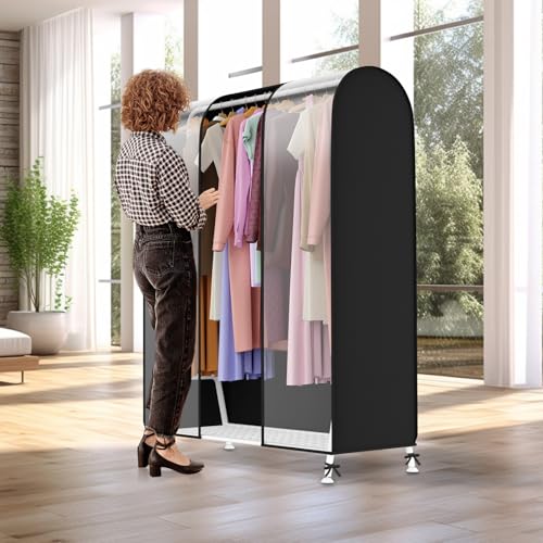 Zilink Clear Garment Rack Cover Clothing Rack Cover 43 in | Dustproof, Breathable, 2 Durable Zippers, Rack Cover for Garment Rack (Rack Not Included) - size: 43"L x 20"W x 60"H - Clear/Black
