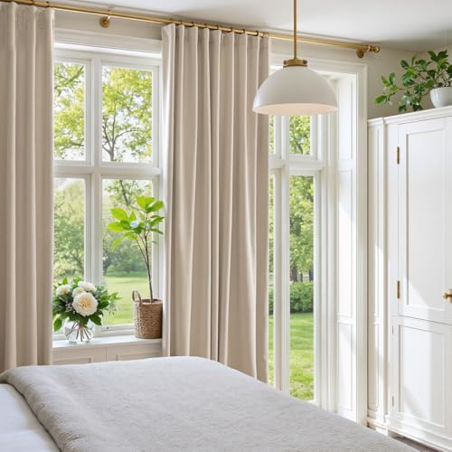 Extra Long Beige Velvet Curtains Rod Pocket 42×108 Inch 2 Panels | Soft Velvet, Room Darkening, For Tall Windows & High Ceilings, Light Shifting Texture, Elegant Drape, Cozy - color: R | Beige, size: 42"W x 108"L (Pack of 2)