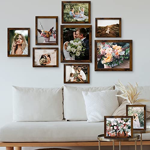 LUCKYLIFE Picture Frame Set 10-Pack, Gallery Wall Frame Collage with 8x10 5x7 4x6 Frames in Yellow Brown Finishes - color: Yellow Brown
