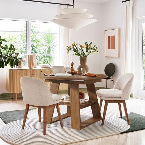 43.3"-59" Extendable Round Oval Dining Table for 4-8 with Storage Shelf | Modern Kitchen Oval Dining Table with Removable Leaves,Space Saving Extendable Table Wood Base for Kitchen Living Room Walnut - color: Walnut Style 2