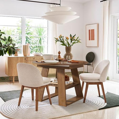 43.3"-59" Extendable Round Oval Dining Table for 4-8 with Storage Shelf | Modern Kitchen Oval Dining Table with Removable Leaves,Space Saving Extendable Table Wood Base for Kitchen Living Room Walnut - color: Walnut Style 2