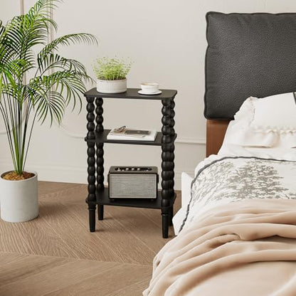 Veegle Side Table, Small End Table with Storage Shelf, 3-Tier Small Coffee Tables for Living Room Bedroom Narrow Spaces(Black) - color: Black-3 Tier Shelf