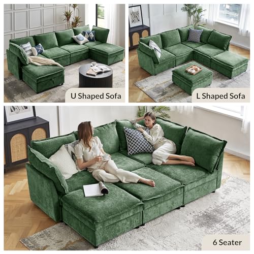 HULALA HOME Seat Cushion Cover for Sectional Sofa Couch, Green（Cushion is not Included） - color: Green, size: Seat Cushion Cover