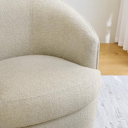 CHITA Barrel Swivel Accent Chair, Wood Frame, Fully Assembled, Oatmeal | Modern Armchair with FSC Certified Wood Frame, Living Room Chair for bedroom & office, 31.5"Dx32.3"Wx28.7"H, 350 Lbs Capacity - color: Oatmeal - Fabric