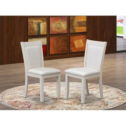 East West Furniture MZC0T01 Monza Parson Dining Chairs - Cream Linen Fabric Upholstered Chairs, Set of 2, Wirebrushed Linen White - color: Mzc0t01