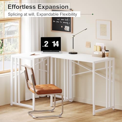 Lutown-Teen Small Folding Desk 35 inch, White | No Assembly Required Narrow Office Desk, Writing Gaming Computer Camping Table for Small Spaces - color: White, size: 35 Inch