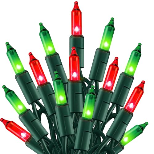 TW SHINE Christmas Mini String Lights, 20FT 100 Count Incandescent Mini Christmas Tree Lights, Waterproof Xmas String Lights for Outdoor Indoor Home Party Yard Decorations, Red and Green - color: Red and Green