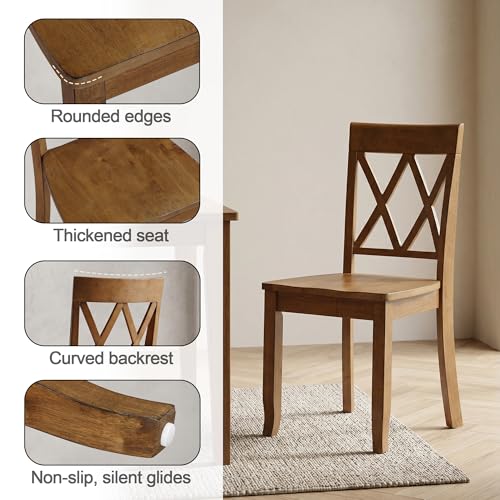 DUHOME Wood Dining Chairs Set of 2,Farmhouse Dining Side Chairs with Cross Back Wooden Kitchen Chairs for Home Kitchen, Dining Room Walnut - color: Walnut, size: 2pcs