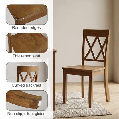 DUHOME Wood Dining Chairs Set of 2,Farmhouse Dining Side Chairs with Cross Back Wooden Kitchen Chairs for Home Kitchen, Dining Room Walnut - color: Walnut, size: 2pcs