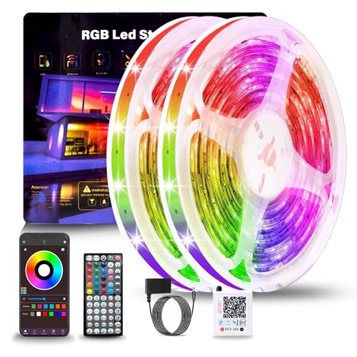 NBBUFF 132FT RGB Led Lights for Bedroom with Remote & App Control, 2*65.6FT | Music Sync Led Light Strip Color Changing Led Strip Lights, DIY Led Lights for Room Decor Ambient Lighting - size: 132 ft
