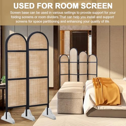 6Pcs Room Divider Stand for Foldable Screen Brackets, Room Divider Stand with Screws, Folding Privacy Screen Holder for Hotel Home Office, 11.81x4.13x0.98inch(Color:White) - color: White