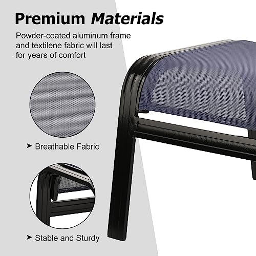 Deiguifei Outdoor Footstools Patio Ottoman All Weather Aluminum Indoor Outdoor Small Seat Foot Rest 2 Set Navy Blue - color: 2 Pieses-navy Blue