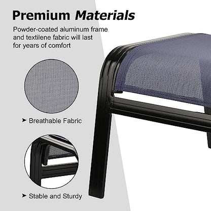 Deiguifei Outdoor Footstools Patio Ottoman All Weather Aluminum Indoor Outdoor Small Seat Foot Rest 2 Set Navy Blue - color: 2 Pieses-navy Blue