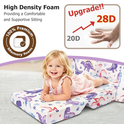Kids Couch, 2-in-1 Kids Fold Out Couch | Convertible Sofa to Lounger for Girls and Boys, Soft Toddler Chairs Comfy 1-3 Years Old, White Dinosaur - color: White Dinosaur