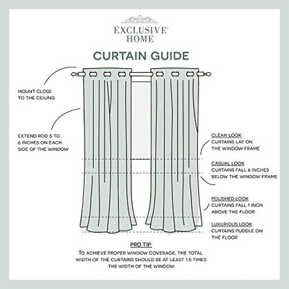 EXCLUSIVE HOME Medallion Room Darkening Blackout Grommet Top Curtain Panel Pair, 52"x63", Black Pearl - color: Black Pearl, size: 52"W x 63"L (Pack of 2)