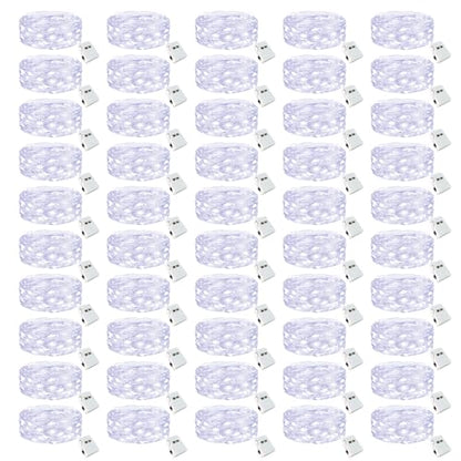 btfarm 50 Pack Fairy Lights Battery Operated Twinkle Lights with 3 Modes | 7Ft 20 Led String Light, Waterproof Bulk Small Mini Silver Wire for Christmas Mason Jars Wedding Table Centerpiece,Cool White - color: Cool White, size: 50 Pack